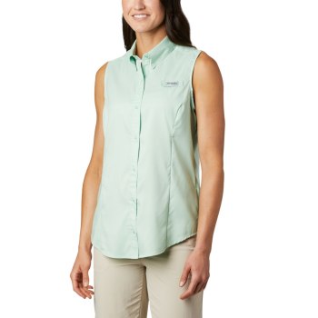 Columbia PFG Tamiami Sleeveless, Camisa Verde Menta Para Mujer | 563749-RQX